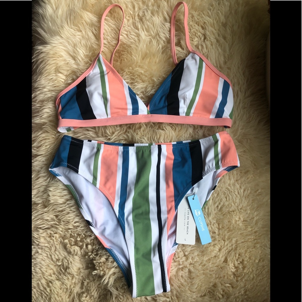 Cupshe striped bikini large NWT